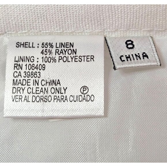Mix By Tahari Womens Skirt Linen Blend White 8 Elegant Minimalist Quiet Luxury - Picture 6 of 11
